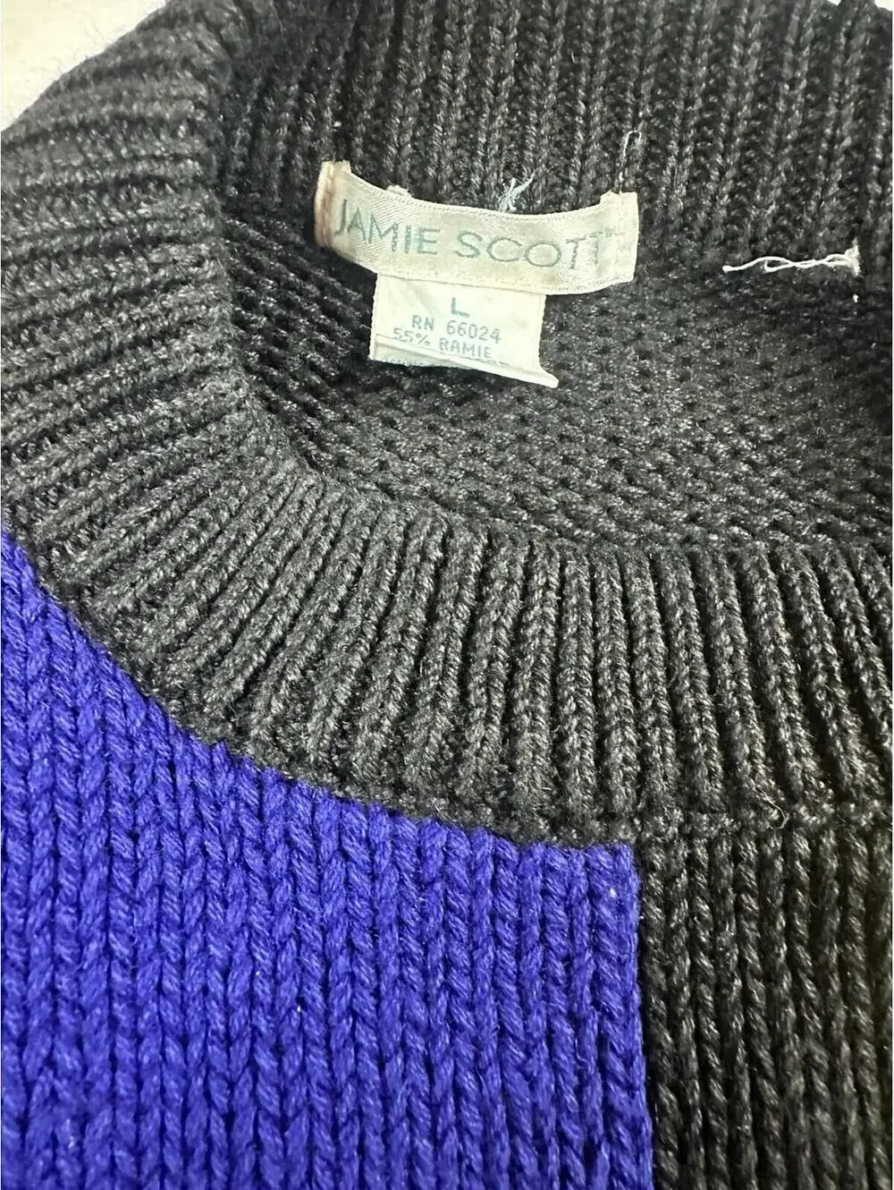 🎨 VNG 80/90’s JAMIE SCOTT Colorblock Knit Pullover Sweater Crew Neck Multicolor